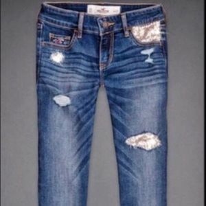 Hollister Skinny Jeans with Rose Gold Sequins
